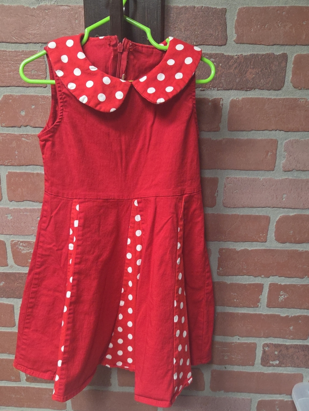 Girls' Red Polka Dot Peter Pan Collar Dress Sz M